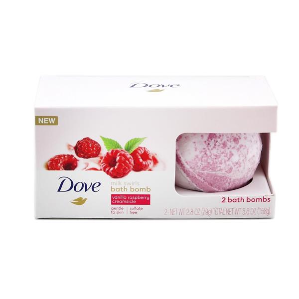 Dove Milk Swirls Bath Bomb Vanilla Raspberry Creamsicle 2-2.8 oz | Hy