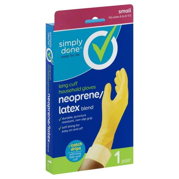 Simply Done Small Long Cuff Household Gloves Neoprene/Latex Blend Hy