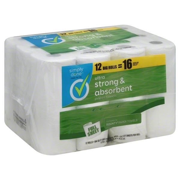 Simply Done Ultra Strong & Absorbent Full Sheet Big Rolls Paper Towels ...