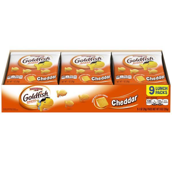 Goldfish Baked Cheddar Snack Cracker 9-1 oz Lunch Packs | Hy-Vee Aisles ...