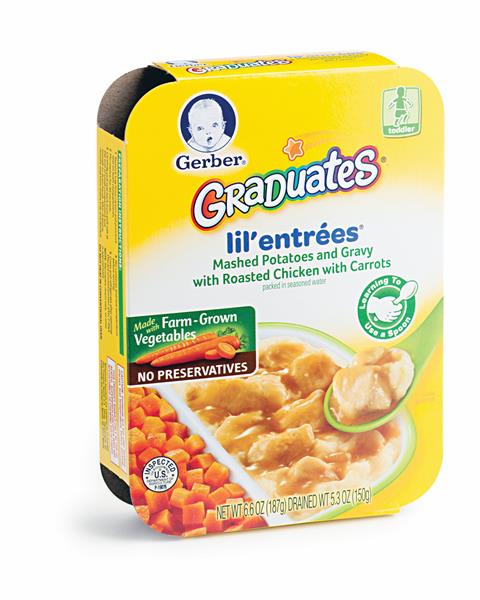 Gerber lil' Entrees Mashed Potatoes and Gravy with Roasted Chicken with ...