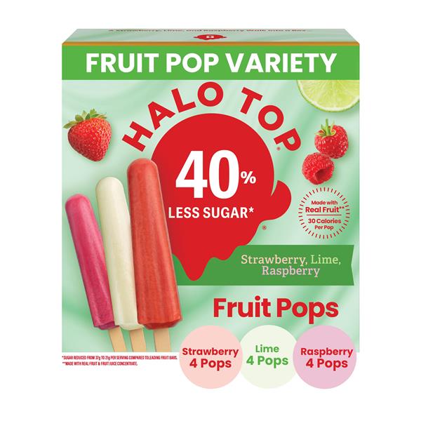 Halo Top Fruit Pop Variety - Strawberry, Lime, Raspberry Pops, 12pk ...