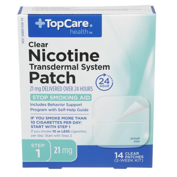 Topcare Health Clear Nicotine Patch 21mg Step 1 Stop Smoking Aid 