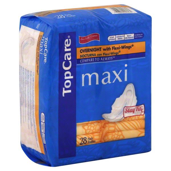 TopCare Pads Maxi, Overnight with FlexiWings HyVee Aisles Online