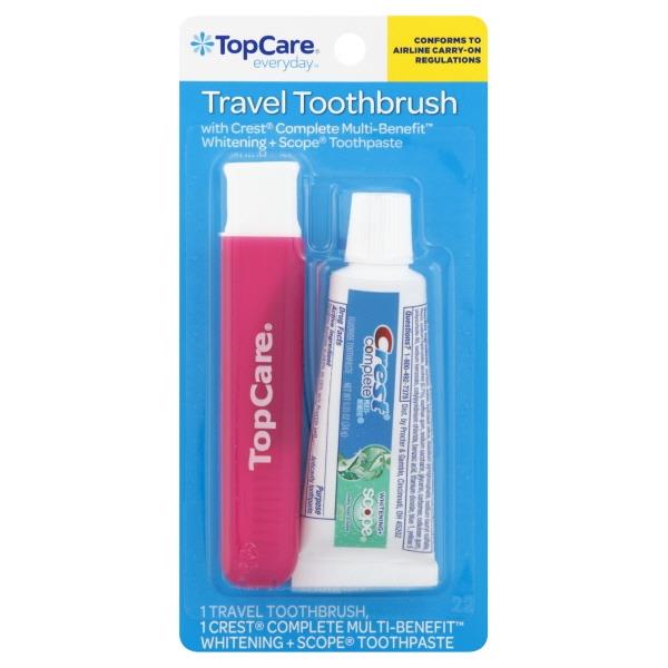 Topcare Travel Toothbrush With Crest Complete Toothpaste 