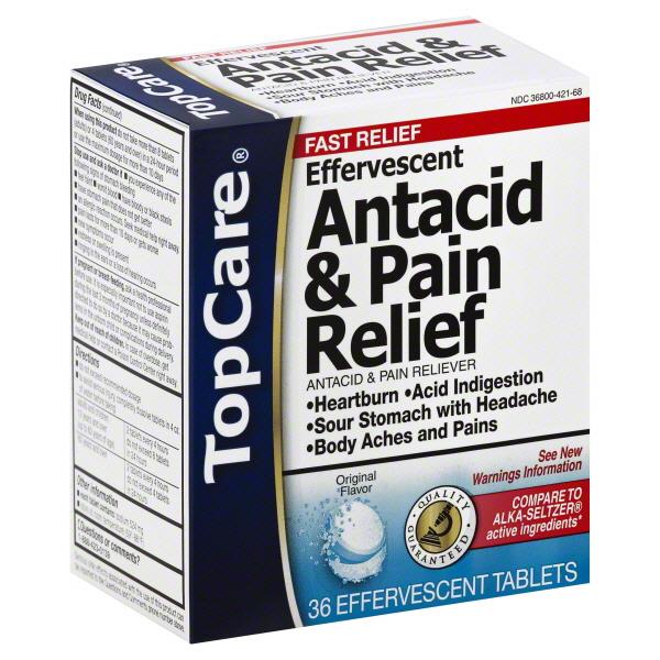 TopCare Antacid & Pain Reliever Fast Relief Effervescent Tablets Hy