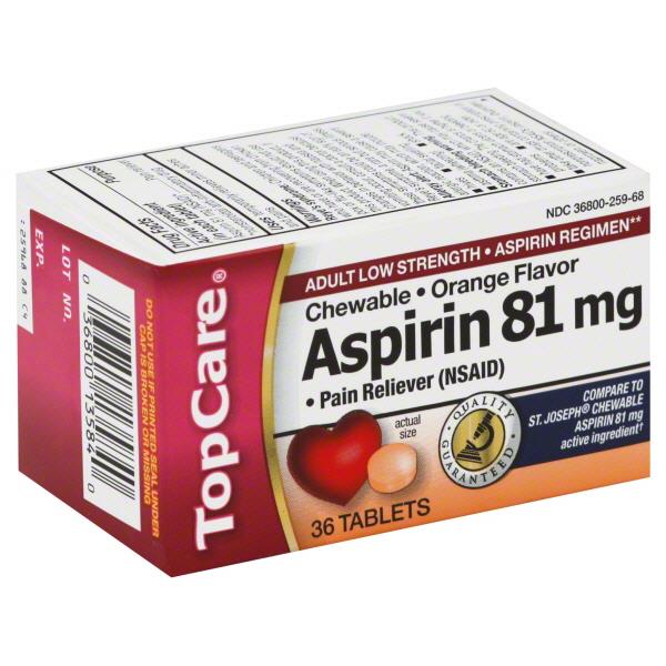 TopCare Chewable Orange Flavor Aspirin 81mg Tablets HyVee Aisles