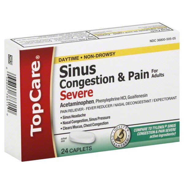 TopCare Daytime Sinus Congestion & Pain Severe Caplets | Hy-Vee Aisles ...