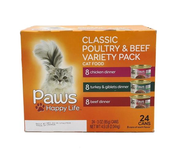 Paws Happy Life Cat Food Classic Poultry & Beef Variety Pack 24Ct Hy