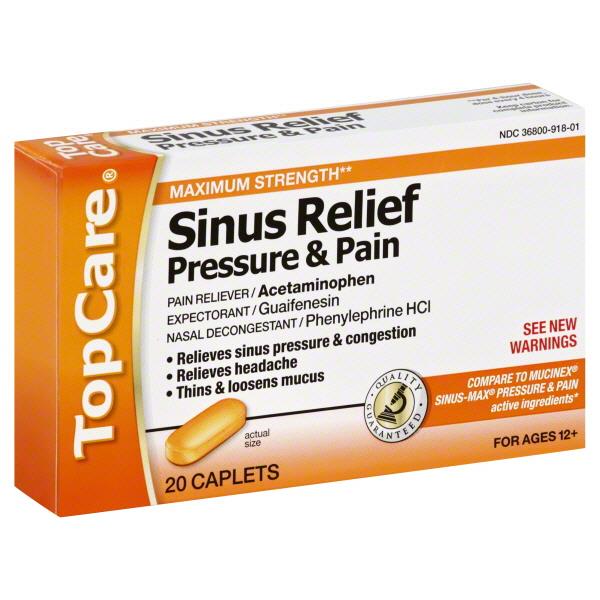 TopCare Sinus Relief Pressure & Pain Caplets | Hy-Vee Aisles Online ...