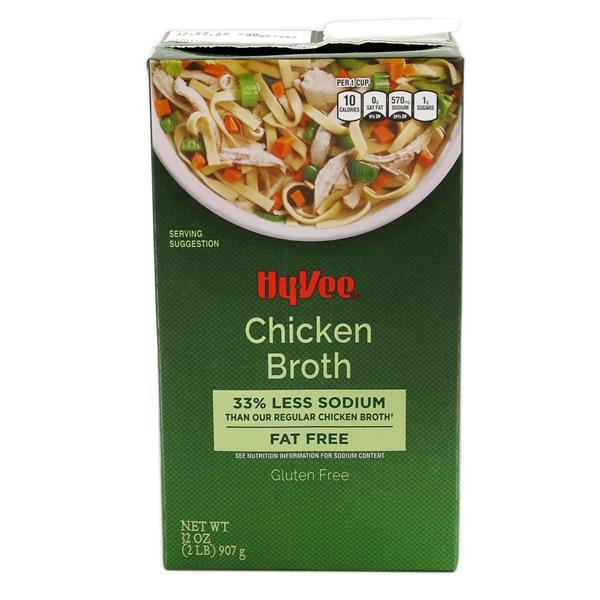 HyVee Chicken Broth 33 Less Sodium Fat Free Gluten Free HyVee
