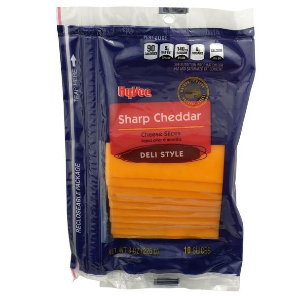 HyVee Sliced Sharp Cheddar Cheese 10Ct HyVee Aisles Online Grocery