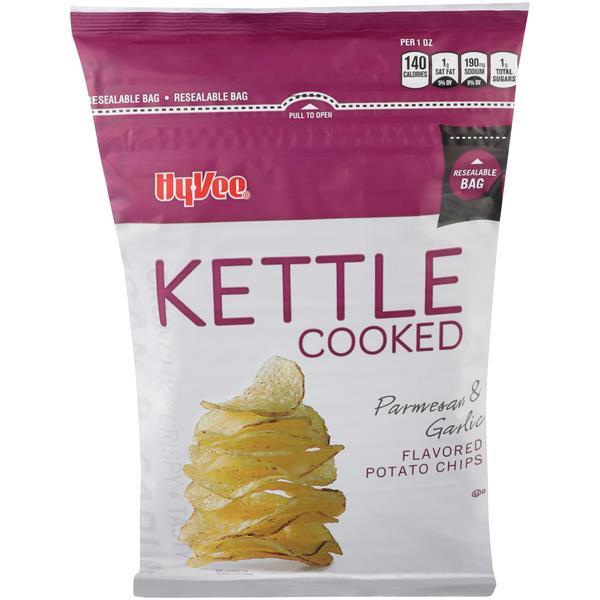 HyVee Kettle Cooked Parmesan & Garlic Flavored Potato Chips HyVee