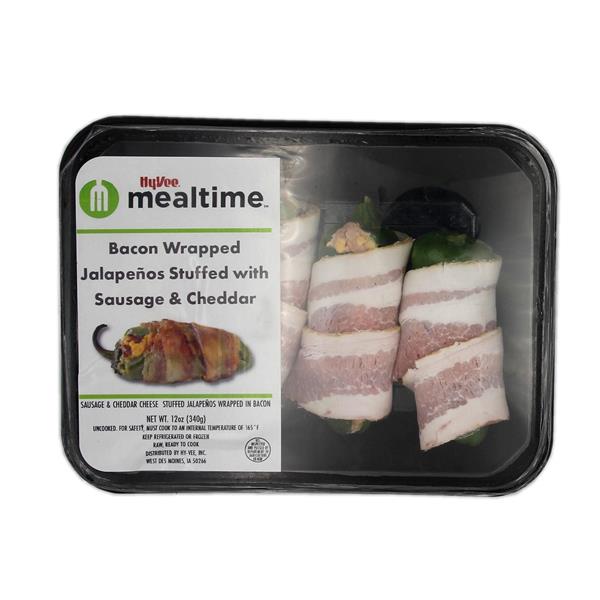 HyVee Mealtime Bacon Wrapped Jalapenos Stuffed with Sausage & Cheddar