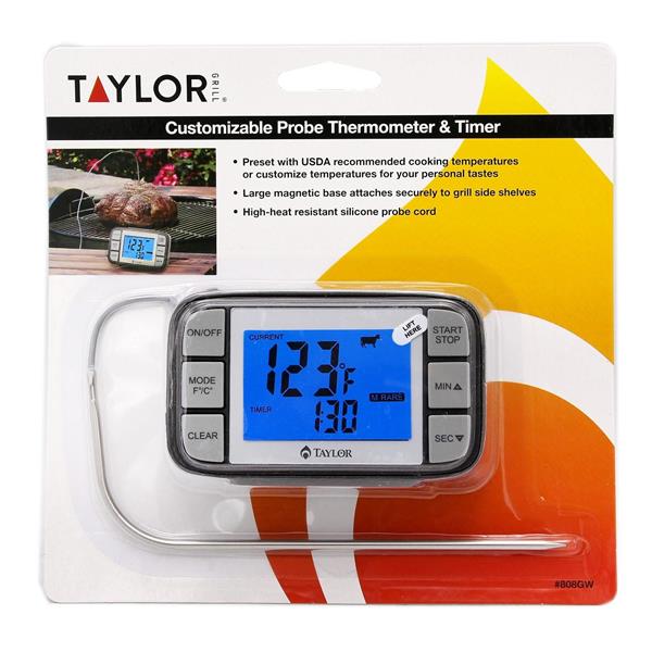 Taylor 808GW Customizable Probe Thermometer & Timer