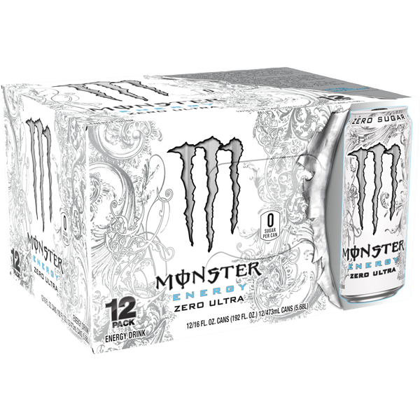 Monster Energy, Zero Ultra, Sugar Free Energy Drink, 12 Pack - 16