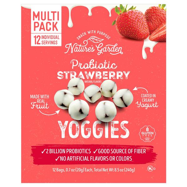 Nature's Garden Yoggies Probiotic Fruit Snacks, Strawberry, 12-0.7