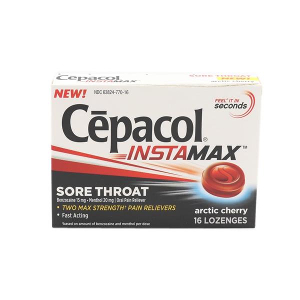 Cepacol InstaMax Sore Throat Arctic Cherry Oral Pain Reliever Lozenges ...