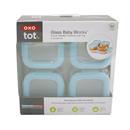 OXO Tot Glass Baby Blocks Freezer Storage Containers with Tray, Aqua, 4 oz