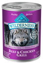 Blue Buffalo Wilderness High Protein, Natural Adult Wet Dog Food, Beef & Chicken Grill 12.5-oz Can
