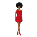 Barbie Fashionistas Doll #221 With Natural Black Hair, Red Dress & Accessories, 65th Anniversary