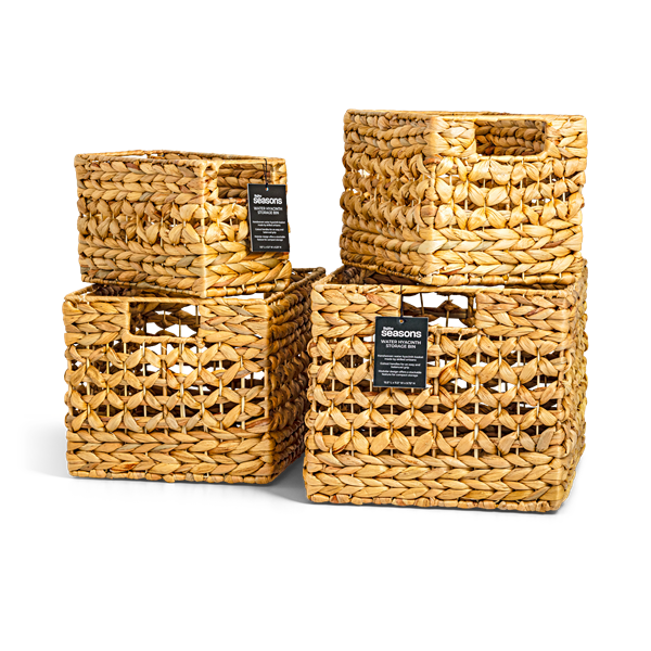 Hy-Vee Seasons Large Nesting Water Hyacinth Storage Baskets, Set