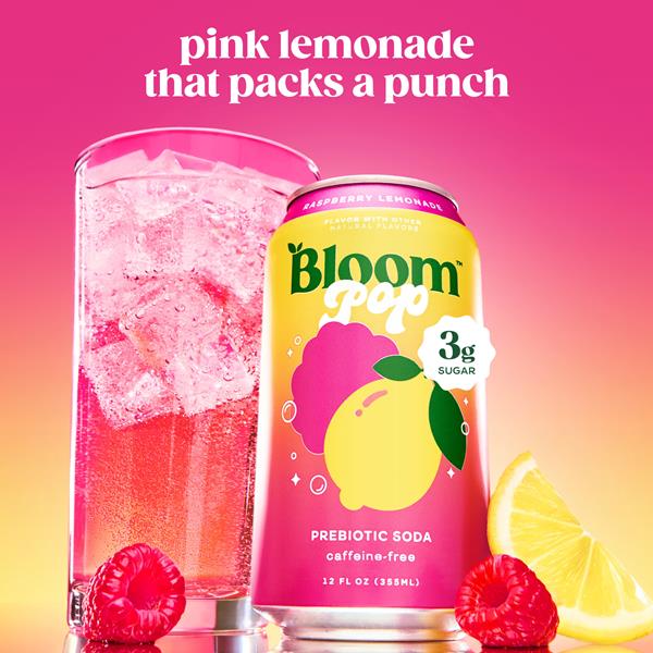 Bloom Pop Raspberry Lemonade Prebiotic Soda, 4Pk | Hy-Vee Aisles