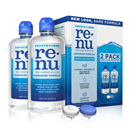 Renu Contact Lens Solution, Advanced Formula Triple Disinfectant Contact Cleaning Solution–From Bausch + Lomb –Twin Pack, Two 12 fl. oz. Bottles (24 fl. oz. Total) with Lens Case