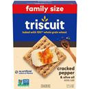 Triscuit Cracked Pepper & Olive Oil Whole Grain Wheat Crackers, Family Size