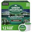 Green Mountain Coffee Roasters Black Granite, Keurig Single Serve K-Cup Pods, Espresso Style Dark Roast, 12 Count
