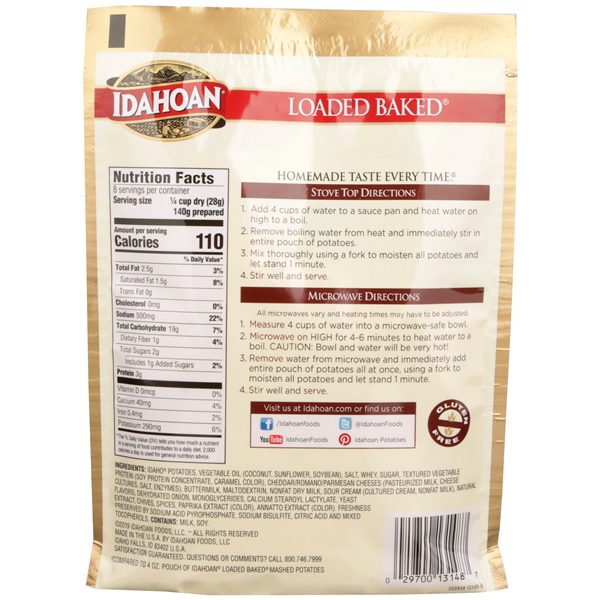  Idahoan Buttery Homestyle Mashed Family Size Potatoes, 8oz  (Pack of 8) : Grocery & Gourmet Food