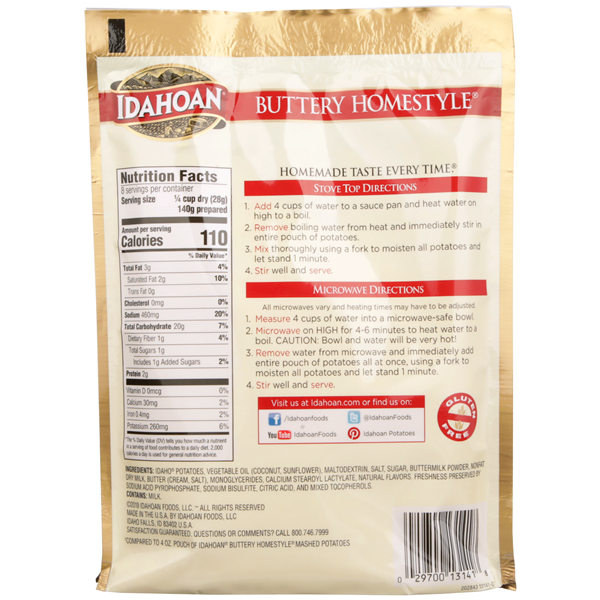 Idahoan Butter & Herb Mashed Family size, 8 oz (Pack of 8)