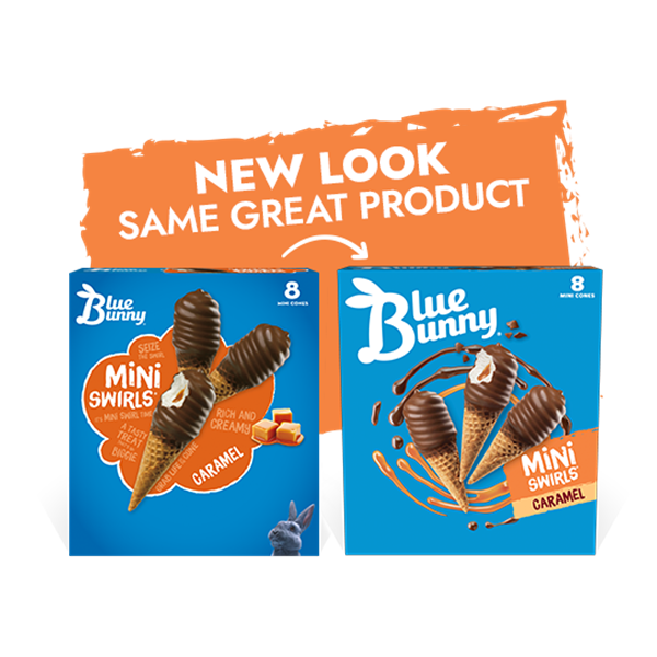 Blue Bunny Mini Swirls Caramel Cones, Frozen Dessert, 8 Pack | Hy