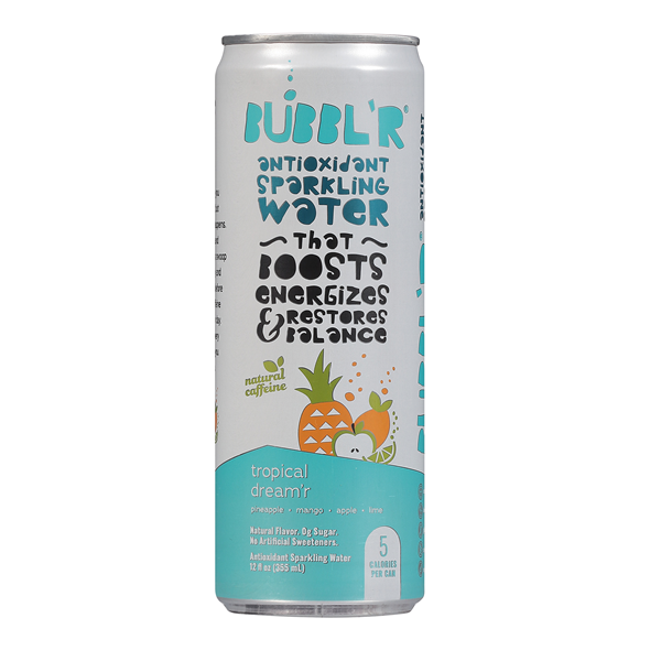 Bubbl'r Triple Berry Antioxidant Sparkling Water with a Boost of Caffeine,  12 fl oz 6 Pack Cans