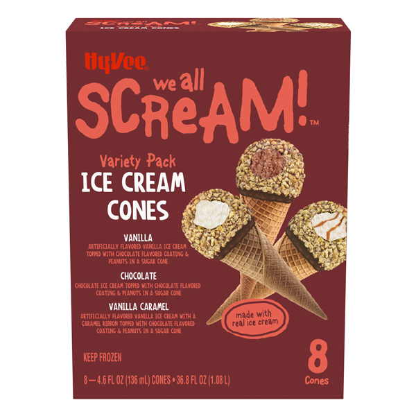 Hy-Vee Variety Ice Cream Cones - Vanilla, Chocolate & Vanilla