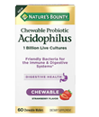 Nature's Bounty Chewable Probiotic Acidophilus with 1 Billion Live Cultures, Strawberry