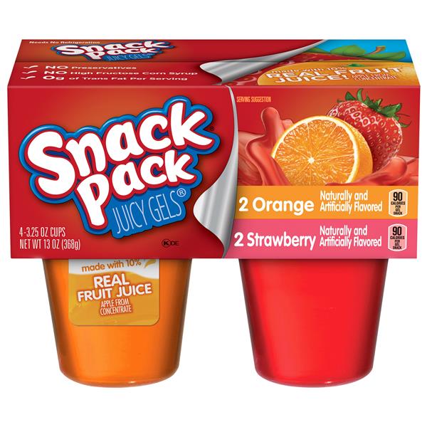 Snack Pack Berry Blue Flavored Juicy Gels, 4 Count Snack Cups