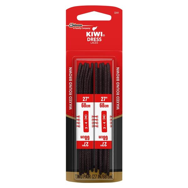 Kiwi Dress Laces, Waxed Round Brown, 27 Inches 2 ea Kiwi Dress Laces, Waxed Round Brown, 27 Inches 2 ea