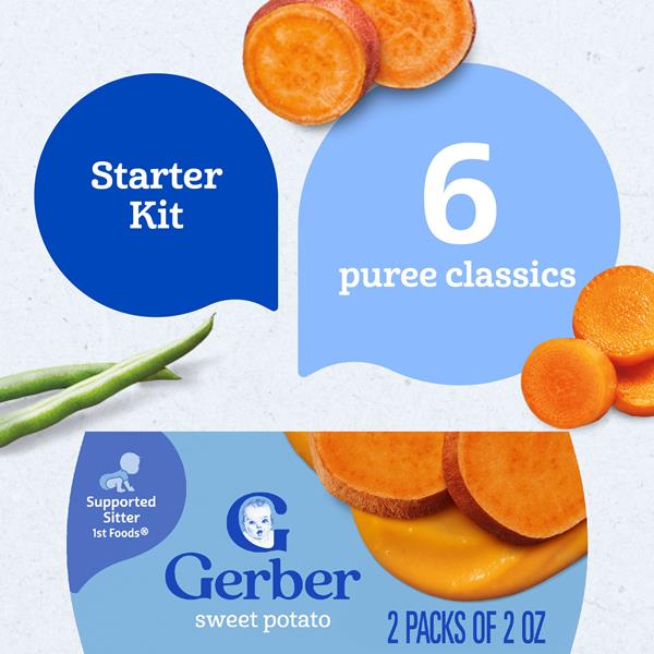Gerber Stage 1 Baby Food, Veggie Variety Pack Puree Tubs, Baby