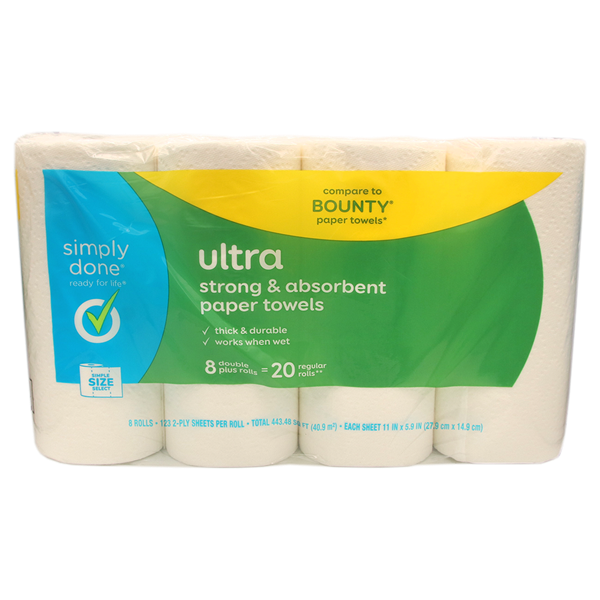 Simply Done Paper Towels, Ultra, Strong & Absorbent, Simple Size