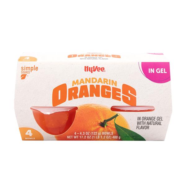 みかんです₊⁎⁺˳✧༚ Hy-Vee Mandarins Oranges In Orange Gel, 4-4.3 oz Bowls | Hy-Vee