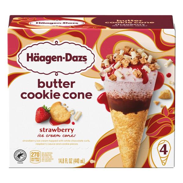 Häagen-Dazs Ice Cream, Strawberry, Butter Cookie Cone 4